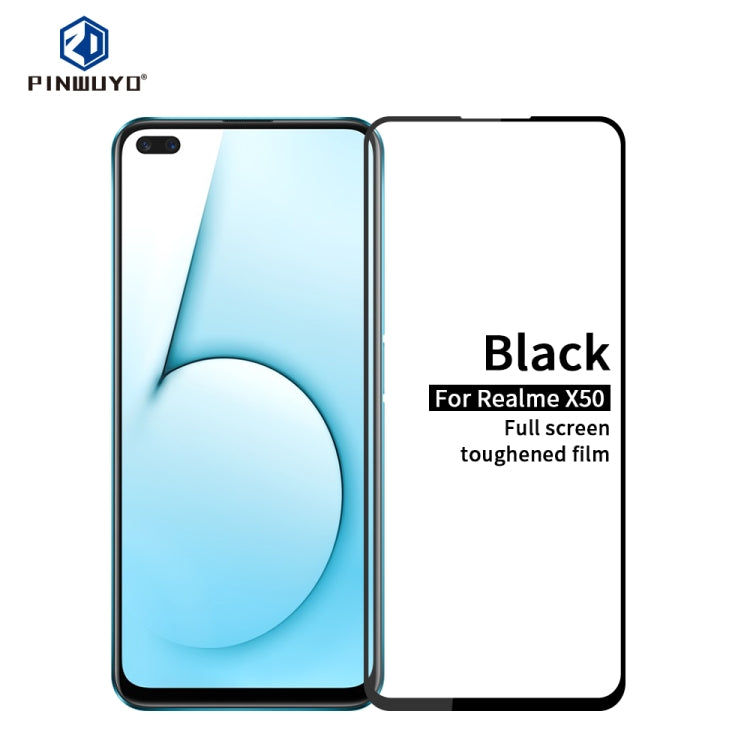 For OPPO Realme X50 PINWUYO 9H 2.5D Full Screen Tempered Glass Film(Black) - free shipping - PMC TechLife - Order now!