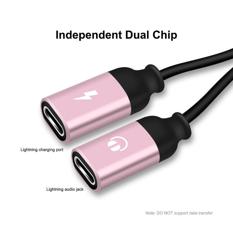 ENKAY ENK-AT104 8 Pin to Dual 8 Pin Charging Listen to Songs Aluminum Alloy Adapter Conversion Cable(Rose Gold) - Earphone Adapter by ENKAY | Online Shopping South Africa | PMC TechLife