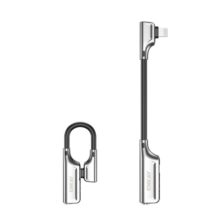 ENKAY ENK-AT103 8 Pin to 3.5mm Audio ��� 8 Pin Charging Interfaces Converter Zinc Alloy Adapter(Silver) - Cable & Splitter by ENKAY | Online Shopping South Africa | PMC TechLife | Buy Now Pay Later Mobicred