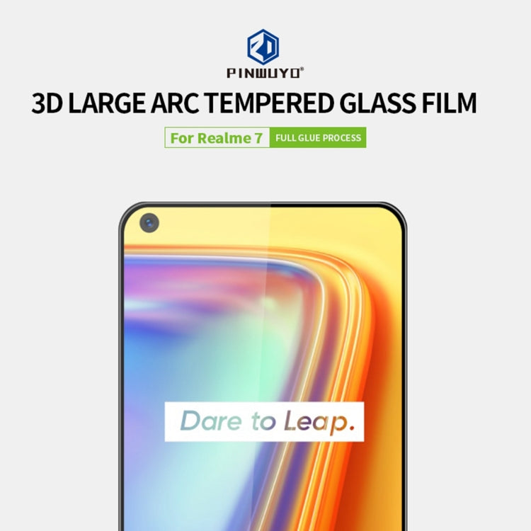 For OPPO Realme 7 PINWUYO 9H 3D Curved Full Screen Explosion-proof Tempered Glass Film(Black) - Realme Tempered Glass by PINWUYO | Online Shopping South Africa | PMC TechLife | Buy Now Pay Later Mobicred