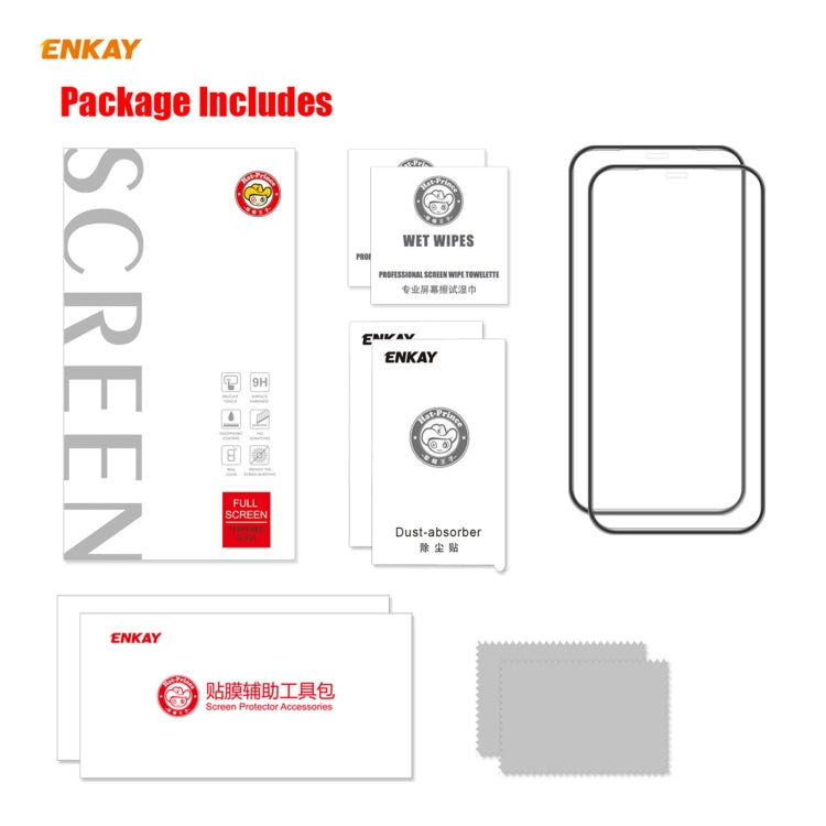 For iPhone 12 Pro Max 2pcs ENKAY Hat-Prince Anti-drop Full Glue Tempered Glass Full Screen Film Anti-fall Protector - iPhone 12 Pro Max Tempered Glass by ENKAY | Online Shopping South Africa | PMC TechLife | Buy Now Pay Later Mobicred