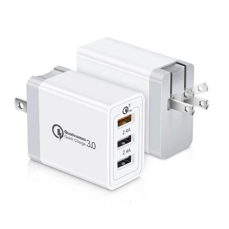 SDC-30W 2 in 1 USB to Micro USB Data Cable + 30W QC 3.0 USB + 2.4A Dual USB 2.0 Ports Mobile Phone Tablet PC Universal Quick Charger Travel Charger Set, US Plug - free shipping - PMC TechLife - Order now!