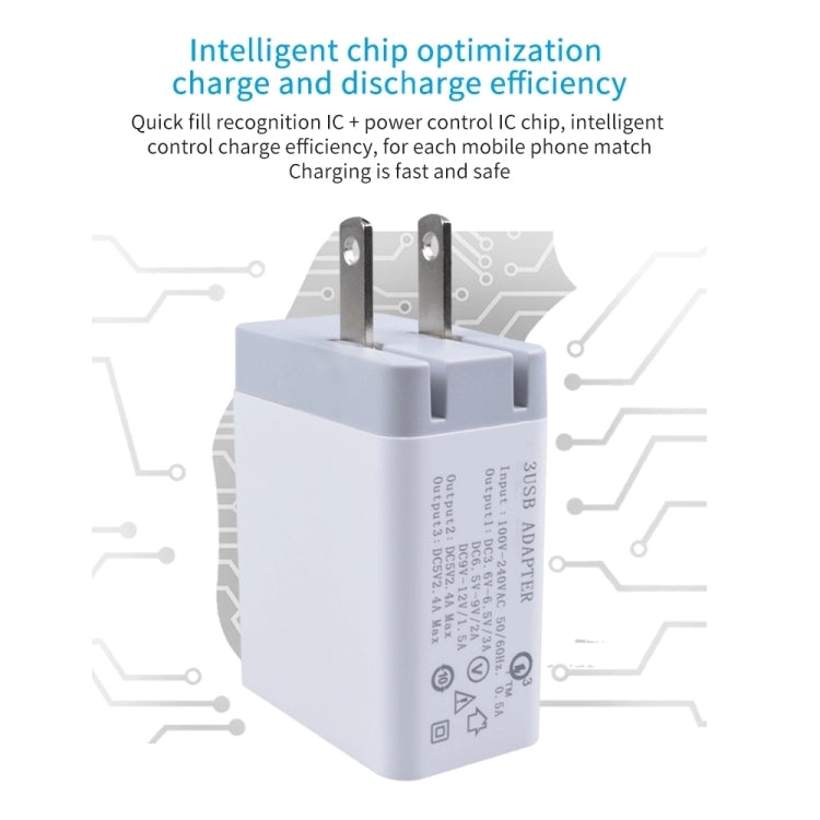 SDC-30W 2 in 1 USB to Micro USB Data Cable + 30W QC 3.0 USB + 2.4A Dual USB 2.0 Ports Mobile Phone Tablet PC Universal Quick Charger Travel Charger Set, US Plug - free shipping - PMC TechLife - Order now!
