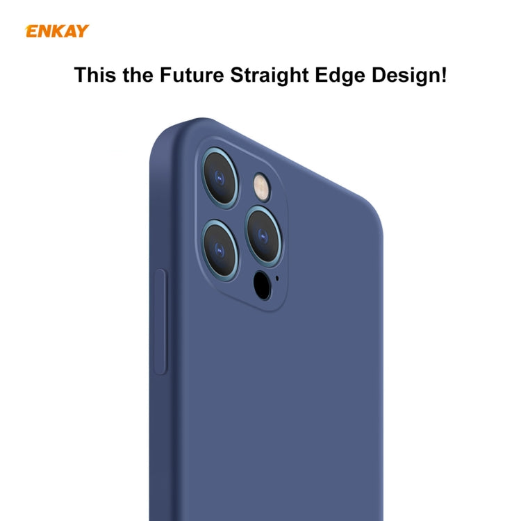 For iPhone 12 Pro Hat-Prince ENKAY ENK-PC069 Liquid Silicone Straight Edge Shockproof Protective Case(Navy Blue) - iPhone 12 / 12 Pro Cases by ENKAY | Online Shopping South Africa | PMC TechLife | Buy Now Pay Later Mobicred