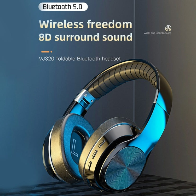 VJ320 Bluetooth 5.0 Head-mounted Foldable Wireless Headphones Support TF Card with Mic(Blue) - Headset & Headphone by PMC TechLife | Online Shopping South Africa | PMC TechLife