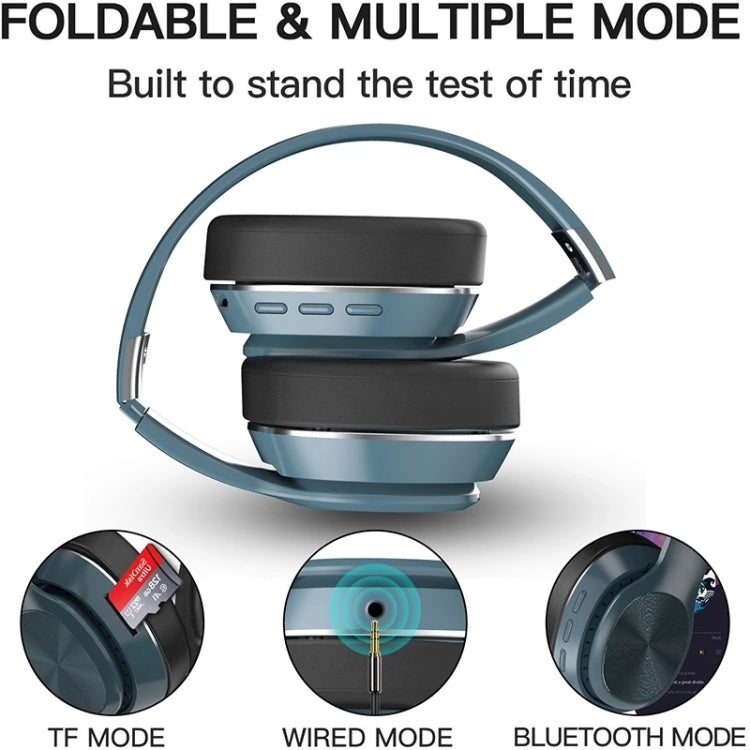VJ320 Bluetooth 5.0 Head-mounted Foldable Wireless Headphones Support TF Card with Mic(Blue) - Headset & Headphone by PMC TechLife | Online Shopping South Africa | PMC TechLife