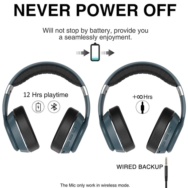 VJ320 Bluetooth 5.0 Head-mounted Foldable Wireless Headphones Support TF Card with Mic(Blue) - Headset & Headphone by PMC TechLife | Online Shopping South Africa | PMC TechLife