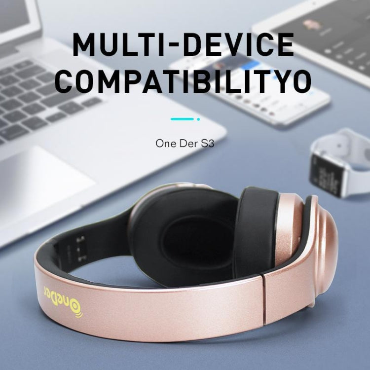 OneDer S3 2 in1 Headphone & Speaker Portable Wireless Bluetooth Headphone Noise Cancelling Over Ear Stereo(Rose Gold) - Headset & Headphone by OneDer | Online Shopping South Africa | PMC Jewellery