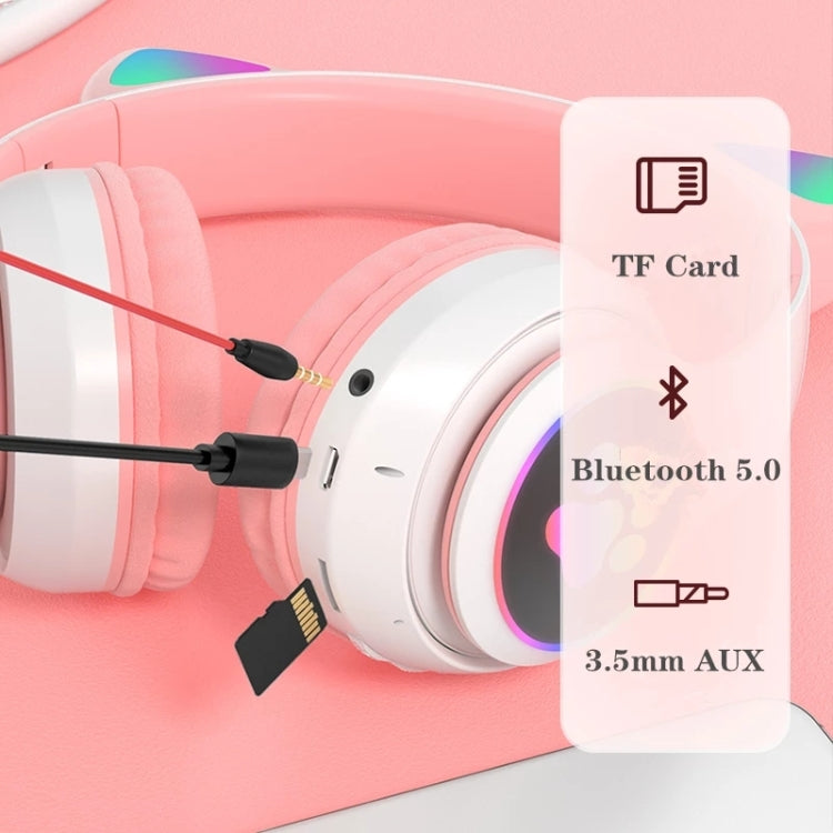 T&G TN-28 3.5mm Bluetooth 5.0 Dual Connection RGB Cat Ear Bass Stereo Noise-cancelling Headphones Support TF Card With Mic(Green) - Headset & Headphone by T&G | Online Shopping South Africa | PMC TechLife | Buy Now Pay Later Mobicred