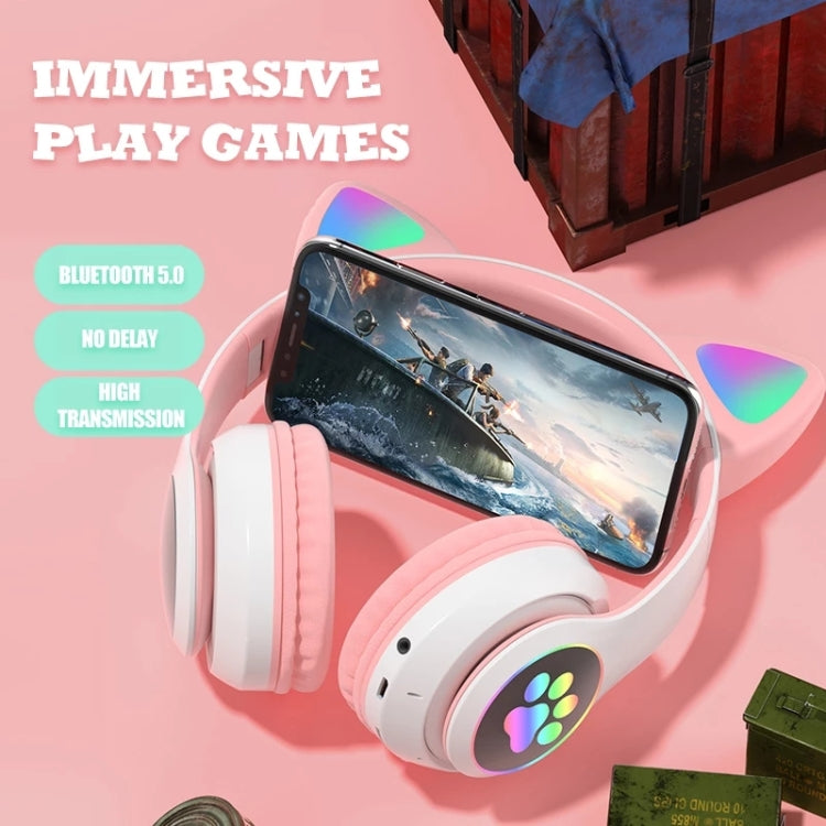 T&G TN-28 3.5mm Bluetooth 5.0 Dual Connection RGB Cat Ear Bass Stereo Noise-cancelling Headphones Support TF Card With Mic(Black) - free shipping - PMC TechLife - Order now!