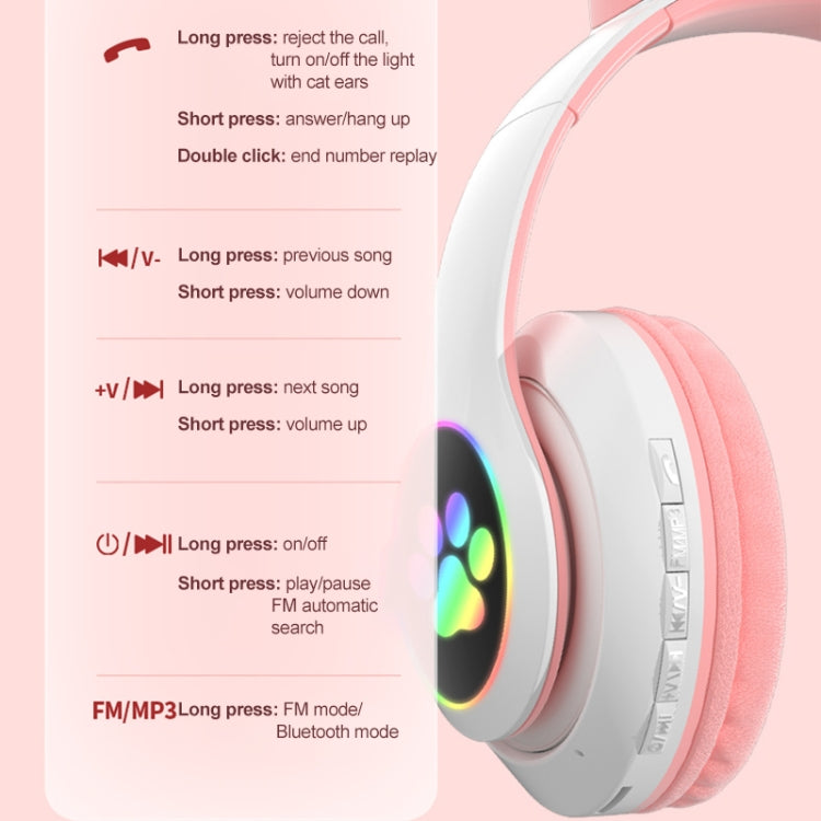 T&G TN-28 3.5mm Bluetooth 5.0 Dual Connection RGB Cat Ear Bass Stereo Noise-cancelling Headphones Support TF Card With Mic(Black) - free shipping - PMC TechLife - Order now!