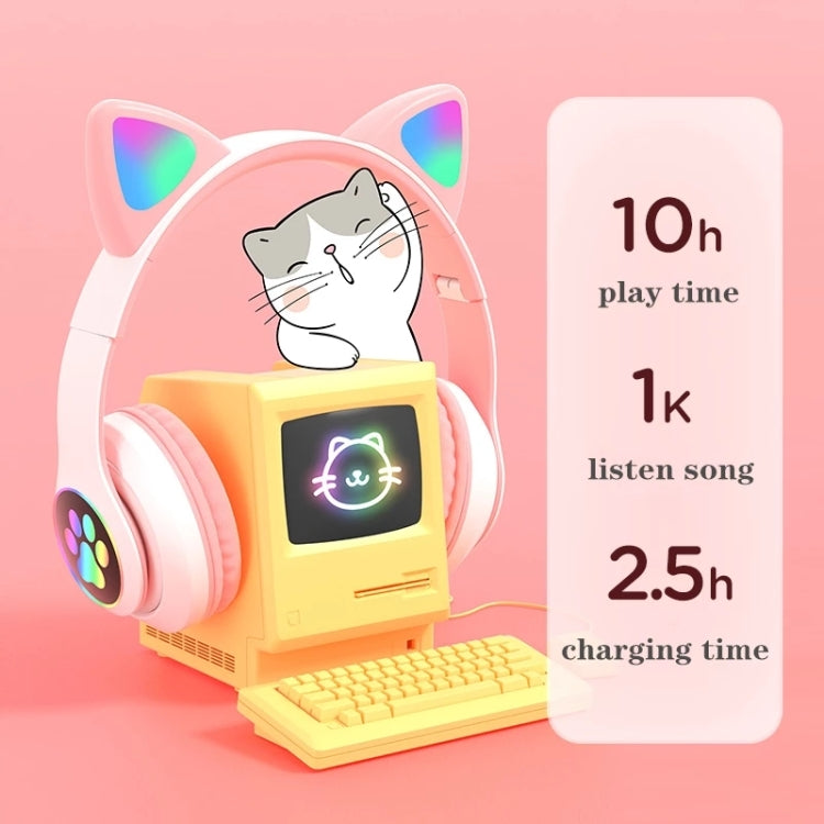 T&G TN-28 3.5mm Bluetooth 5.0 Dual Connection RGB Cat Ear Bass Stereo Noise-cancelling Headphones Support TF Card With Mic(Green) - Headset & Headphone by T&G | Online Shopping South Africa | PMC TechLife | Buy Now Pay Later Mobicred