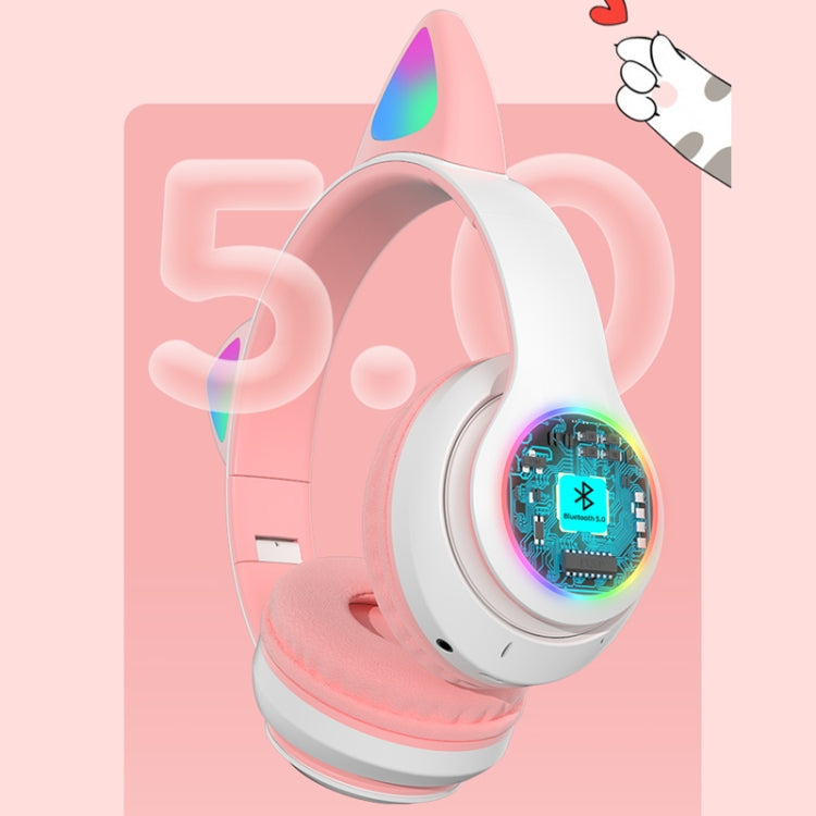 T&G TN-28 3.5mm Bluetooth 5.0 Dual Connection RGB Cat Ear Bass Stereo Noise-cancelling Headphones Support TF Card With Mic(Pink) - Headset & Headphone by T&G | Online Shopping South Africa | PMC TechLife | Buy Now Pay Later Mobicred