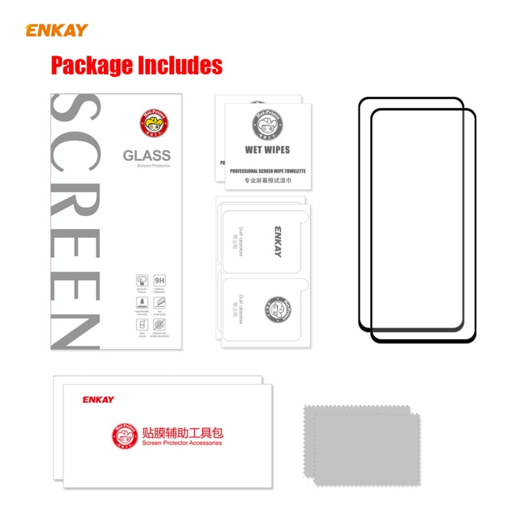 For Huawei P Smart 2021 2 PCS ENKAY Hat-Prince Full Glue 0.26mm 9H 2.5D Tempered Glass Full Coverage Film - free shipping - PMC TechLife - Order now!