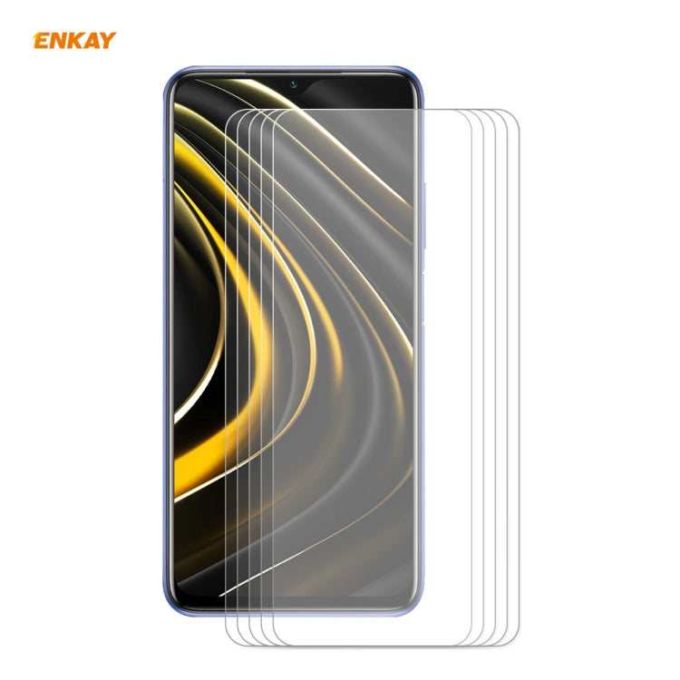 For Xiaomi Poco M3 5 PCS ENKAY Hat-Prince 0.26mm 9H 2.5D Curved Edge Tempered Glass Film -  by ENKAY | Online Shopping South Africa | PMC TechLife | Buy Now Pay Later Mobicred