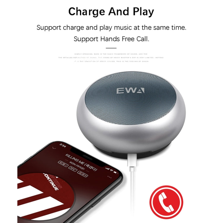 EWA A110 IPX5 Waterproof Portable Mini Metal Wireless Bluetooth Speaker Supports 3.5mm Audio & 32GB TF Card & Calls(Blue) - Mini Speaker by EWA | Online Shopping South Africa | PMC TechLife | Buy Now Pay Later Mobicred