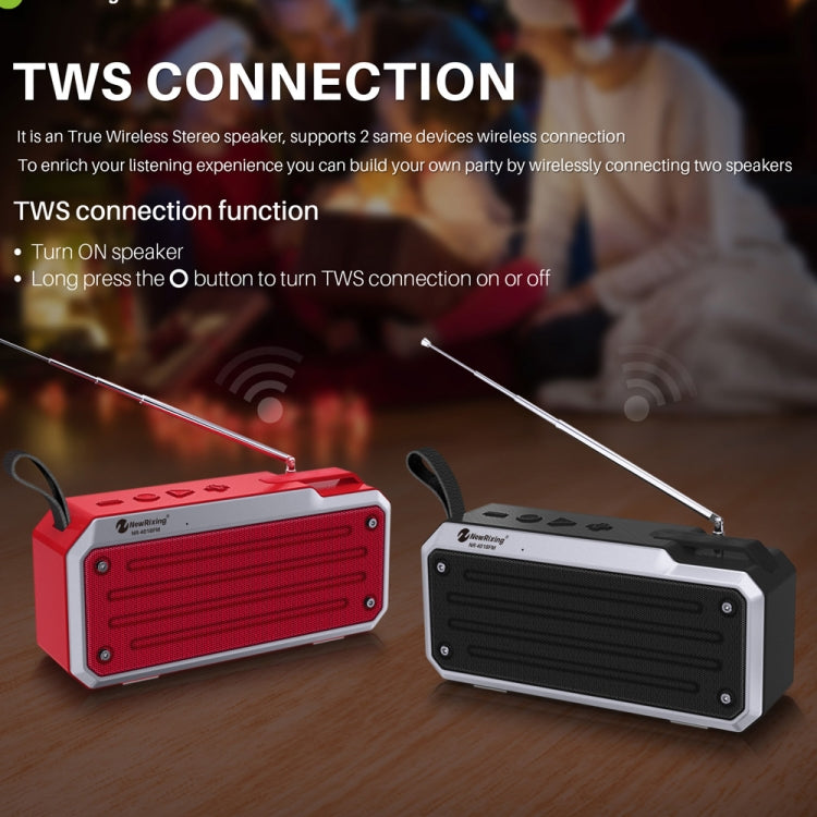 NewRixing NR4018FM TWS Portable Stereo Bluetooth Speaker, Support TF Card / FM / 3.5mm AUX / U Disk / Hands-free Call(Black) - Desktop Speaker by NewRixing | Online Shopping South Africa | PMC TechLife | Buy Now Pay Later Mobicred