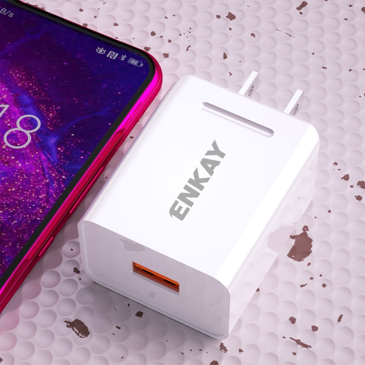 ENKAY Hat-Prince U036 18W 3A QC3.0 Fast Charging Power Adapter US Plug Portable Travel Charger With 3A 1m Micro USB Cable - USB Charger by ENKAY | Online Shopping South Africa | PMC TechLife | Buy Now Pay Later Mobicred