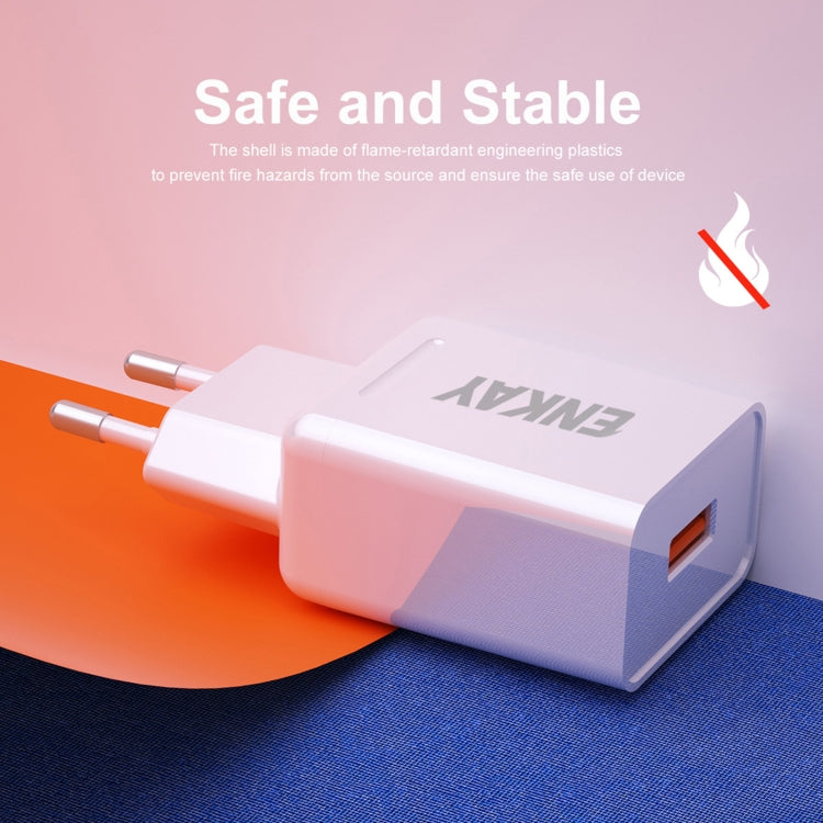 ENKAY Hat-Prince T033 18W 3A QC3.0 Fast Charging Power Adapter EU Plug Portable Travel Charger With 3A 1m Micro USB Cable - free shipping - PMC TechLife - Order now!