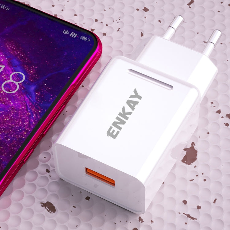 ENKAY Hat-Prince T033 18W 3A QC3.0 Fast Charging Power Adapter EU Plug Portable Travel Charger With 3A 1m Micro USB Cable - free shipping - PMC TechLife - Order now!
