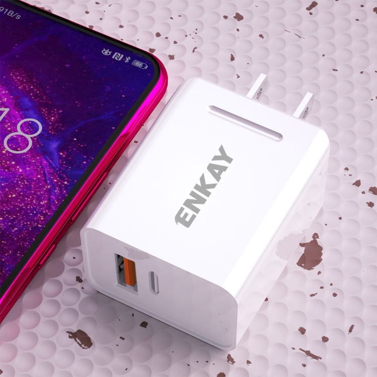 ENKAY Hat-Prince U033 18W 3A PD + QC3.0 Dual USB Fast Charging Power Adapter US Plug Portable Travel Charger With 1m 3A Micro USB Cable - free shipping - PMC TechLife - Order now!