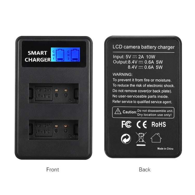 For Canon LP-E12 Smart LCD Display USB Dual-Channel Charger - Battery USB Charger by PMC Jewellery | Online Shopping South Africa | PMC Jewellery