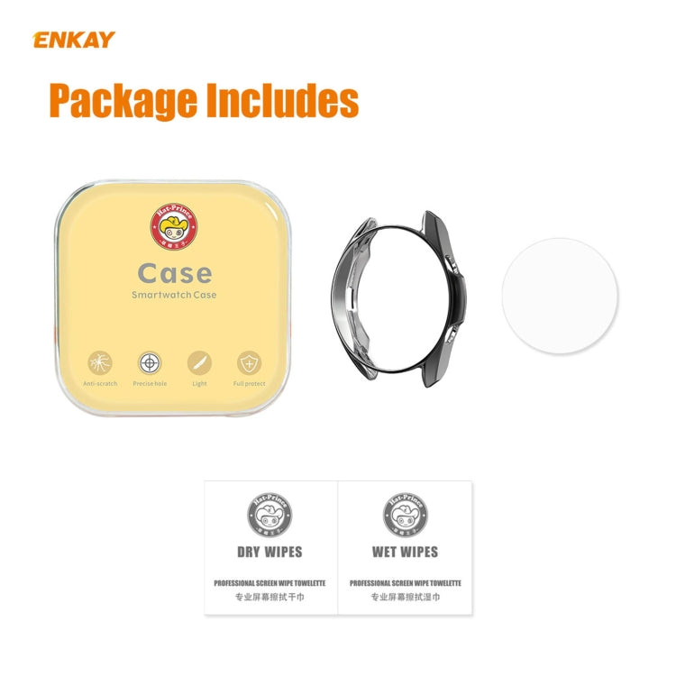 For Samsung Galaxy Watch 3 41mm 2 in 1 ENKAY Hat-Prince Electroplate Soft TPU Case + 0.2mm 9H 2.15D Curved Edge Tempered Glass Film(Black) - free shipping - PMC TechLife - Order now!