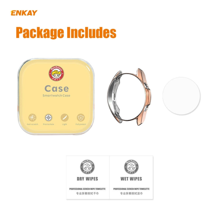 For Samsung Galaxy Watch 3 45mm 2 in 1 ENKAY Hat-Prince Electroplate Soft TPU Case + 0.2mm 9H 2.15D Curved Edge Tempered Glass Film(Rose Gold) - free shipping - PMC TechLife - Order now!
