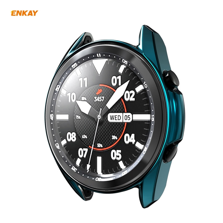 For Samsung Galaxy Watch 3 45mm 2 in 1 ENKAY Hat-Prince Electroplate Soft TPU Case + 0.2mm 9H 2.15D Curved Edge Tempered Glass Film(Cyan) - free shipping - PMC TechLife - Order now!