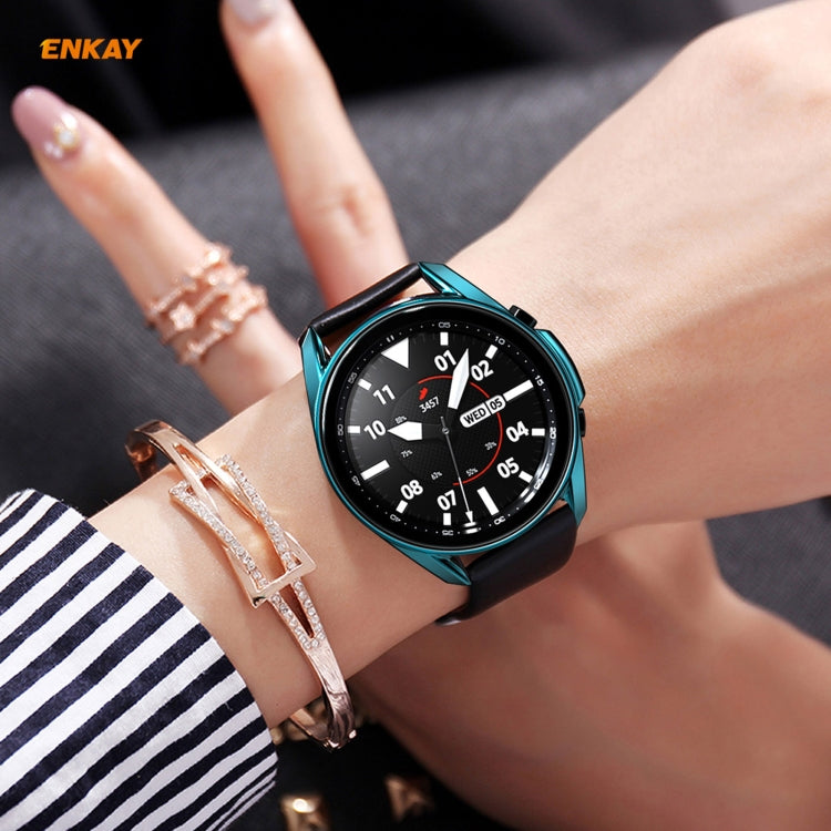 For Samsung Galaxy Watch 3 45mm 2 in 1 ENKAY Hat-Prince Electroplate Soft TPU Case + 0.2mm 9H 2.15D Curved Edge Tempered Glass Film(Cyan) - free shipping - PMC TechLife - Order now!