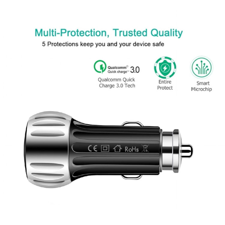 YSY-310QC18W QC3.0 Dual Port USB Car Charger for Apple / Huawei / Samsung / Xiaomi(White) - Car Charger by PMC TechLife | Online Shopping South Africa | PMC TechLife