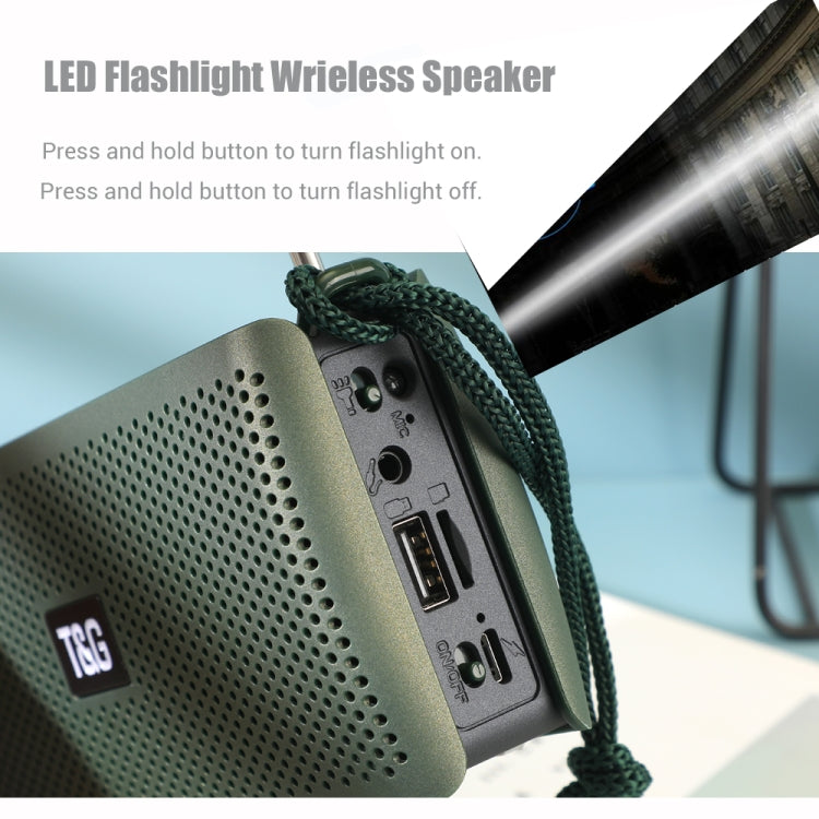 T&G TG282 Portable Bluetooth Speakers with Flashlight, Support TF Card / FM / 3.5mm AUX / U Disk / Hands-free Call(Green) - Desktop Speaker by T&G | Online Shopping South Africa | PMC TechLife | Buy Now Pay Later Mobicred