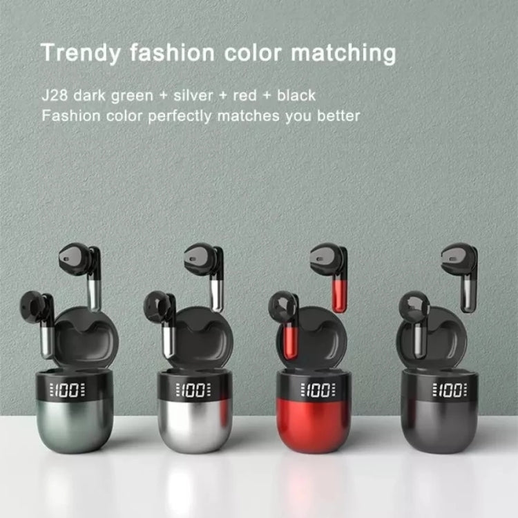 J28 TWS Wireless Bluetooth Earphones LED Digital Display HIFI Music Sport Earphone(Red) - TWS Earphone by PMC Jewellery | Online Shopping South Africa | PMC Jewellery