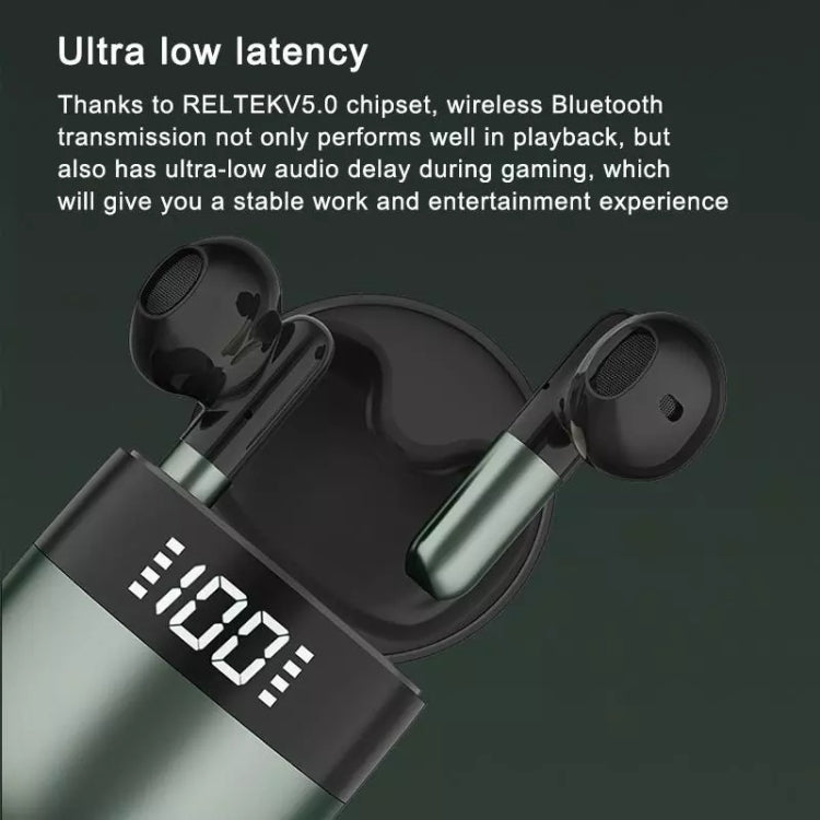 J28 TWS Wireless Bluetooth Earphones LED Digital Display HIFI Music Sport Earphone(Green) - TWS Earphone by PMC TechLife | Online Shopping South Africa | PMC TechLife