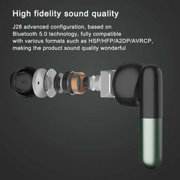 J28 TWS Wireless Bluetooth Earphones LED Digital Display HIFI Music Sport Earphone(Blue) - TWS Earphone by PMC TechLife | Online Shopping South Africa | PMC TechLife