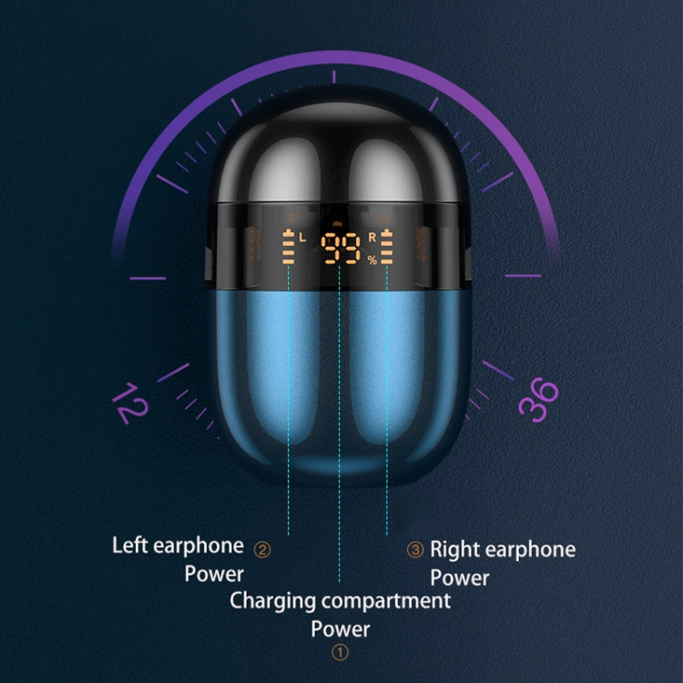 J28 TWS Wireless Bluetooth Earphones LED Digital Display HIFI Music Sport Earphone(Blue) - TWS Earphone by PMC Jewellery | Online Shopping South Africa | PMC Jewellery