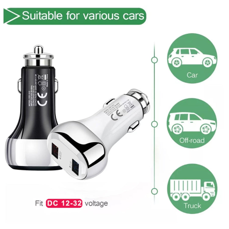 YSY-312 2 in 1 18W Portable QC3.0 Dual USB Car Charger + 1m 3A USB to Micro USB Data Cable Set(Black) - Car Charger by PMC TechLife | Online Shopping South Africa | PMC TechLife