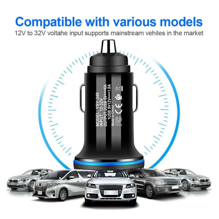 YSY-349 QC3.0 Dual USB Port Car Charger + 1m 3A USB to Micro USB Data Cable(Black) - Car Charger by PMC TechLife | Online Shopping South Africa | PMC TechLife