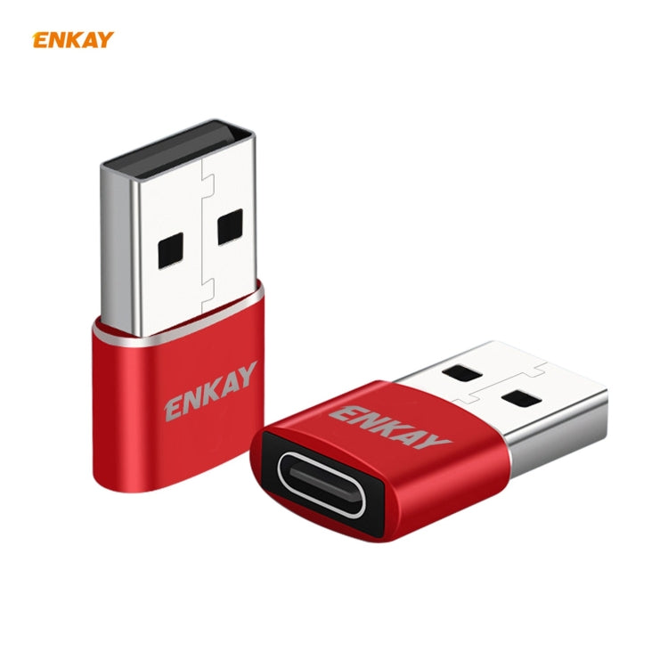 ENKAY ENK-AT105 USB Male to USB-C / Type-C Female Aluminium Alloy Adapter Converter, Support Quick Charging & Data Transmission(Red) - Type-C Adapter by ENKAY | Online Shopping South Africa | PMC TechLife | Buy Now Pay Later Mobicred
