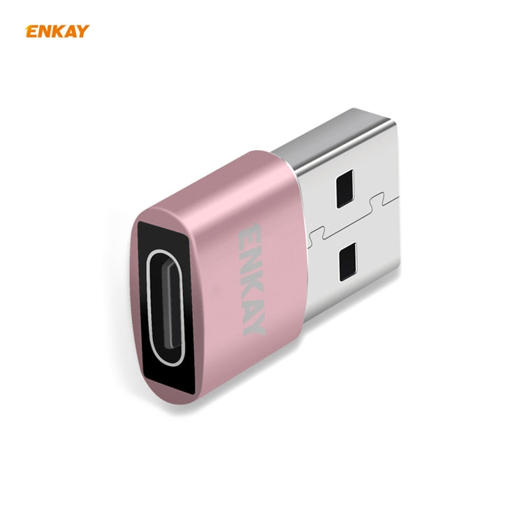 ENKAY ENK-AT105 USB Male to USB-C / Type-C Female Aluminium Alloy Adapter Converter, Support Quick Charging & Data Transmission(Rose Gold) - Type-C Adapter by ENKAY | Online Shopping South Africa | PMC TechLife | Buy Now Pay Later Mobicred