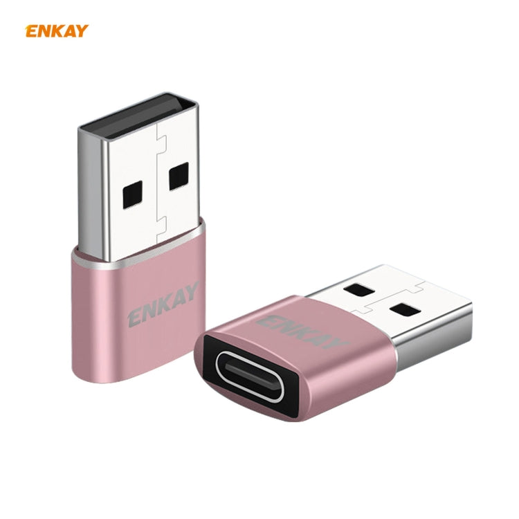 ENKAY ENK-AT105 USB Male to USB-C / Type-C Female Aluminium Alloy Adapter Converter, Support Quick Charging & Data Transmission(Rose Gold) - Type-C Adapter by ENKAY | Online Shopping South Africa | PMC TechLife | Buy Now Pay Later Mobicred