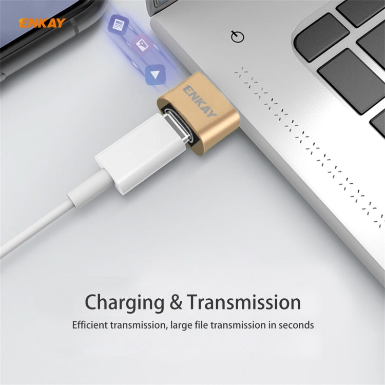 ENKAY ENK-AT105 USB Male to USB-C / Type-C Female Aluminium Alloy Adapter Converter, Support Quick Charging & Data Transmission(Gold) - Type-C Adapter by ENKAY | Online Shopping South Africa | PMC TechLife | Buy Now Pay Later Mobicred