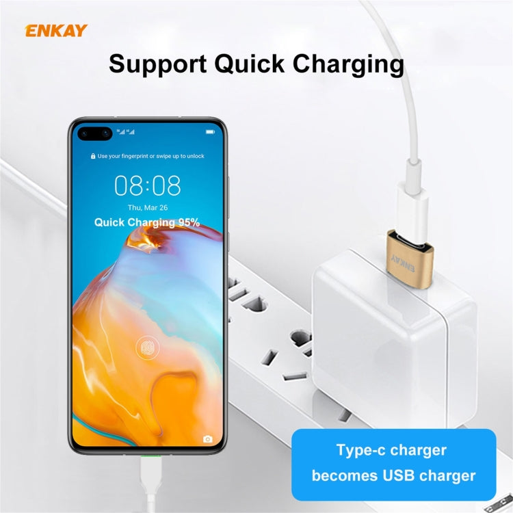 ENKAY ENK-AT105 USB Male to USB-C / Type-C Female Aluminium Alloy Adapter Converter, Support Quick Charging & Data Transmission(Red) - Type-C Adapter by ENKAY | Online Shopping South Africa | PMC TechLife | Buy Now Pay Later Mobicred