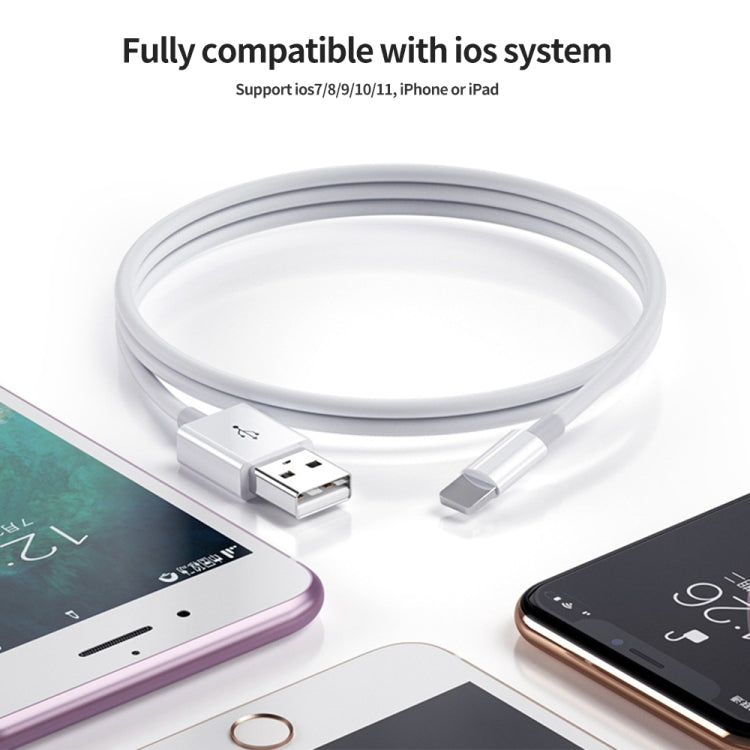 YSY-349 QC3.0 Dual Port USB Car Charger + 3A USB to 8 Pin Data Cable, Length: 1m(White) - Car Charger by PMC TechLife | Online Shopping South Africa | PMC TechLife