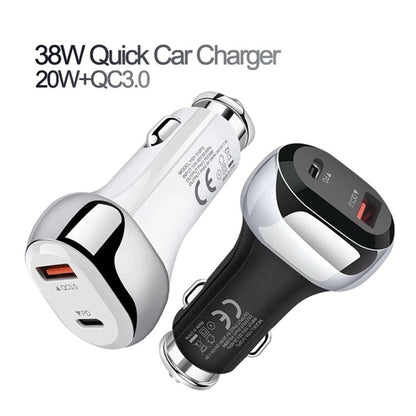 YSY-312PD PD 20W USB-C / Type-C + QC3.0 18W USB Interface 38W High-power Car Charger(White) - Car Charger by PMC Jewellery | Online Shopping South Africa | PMC Jewellery