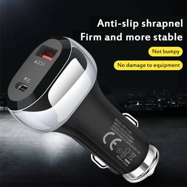 YSY-312PD PD 20W USB-C / Type-C + QC3.0 18W USB Interface 38W High-power Car Charger(White) - Car Charger by PMC TechLife | Online Shopping South Africa | PMC TechLife