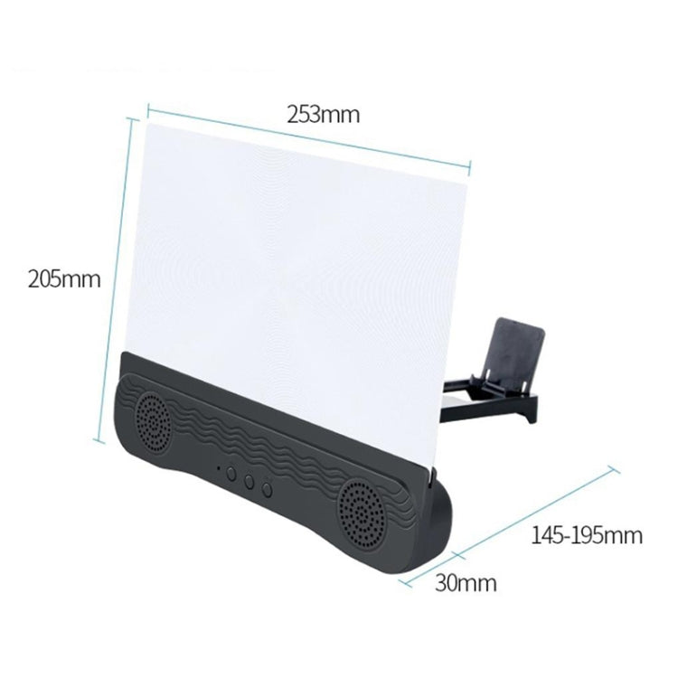 K8 Bluetooth 5.0 Mobile Phone Screen Magnifier 3D Enlarger 12inch Magnifying Bracket Desktop Holder Stand For Phone(black) - Screen Magnifier by PMC TechLife | Online Shopping South Africa | PMC TechLife