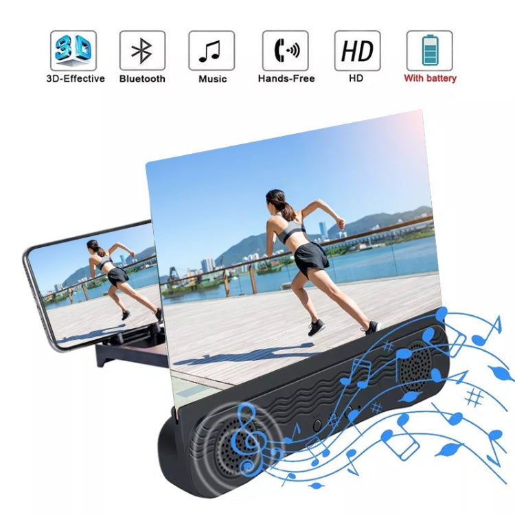K8 Bluetooth 5.0 Mobile Phone Screen Magnifier 3D Enlarger 12inch Magnifying Bracket Desktop Holder Stand For Phone(black) - Screen Magnifier by PMC TechLife | Online Shopping South Africa | PMC TechLife