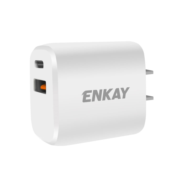 ENKAY Hat-Prince 20W PD Type-C + QC 3.0 USB Fast Charging Travel Charger Power Adapter with Fast Charge Data Cable, US Plug(With 8 Pin Cable) - USB Charger by ENKAY | Online Shopping South Africa | PMC Jewellery