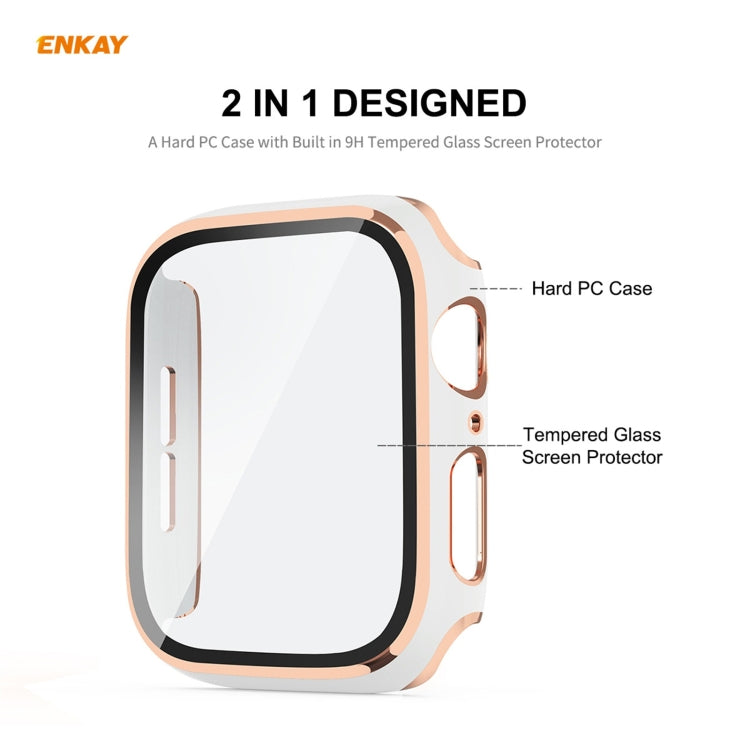 ENKAY Hat-Prince Full Coverage Electroplated PC Case + Tempered Glass Protector for Apple Watch Series 6 / 5 / 4 / SE 40mm(Black+Champagne) - Watch Cases by ENKAY | Online Shopping South Africa | PMC TechLife | Buy Now Pay Later Mobicred